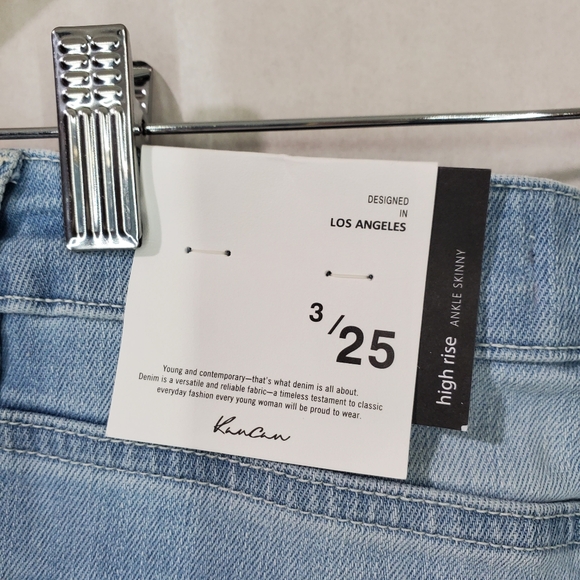 NEW KANCAN HIGH RISE ANKLE LENGTH SKINNY JEANS 3/25 DISTRESSED FRAY HEM - Picture 8 of 13